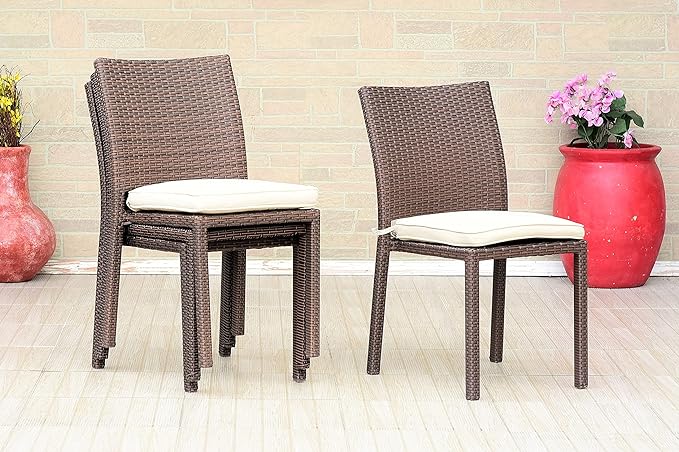 Amazonia Jefferson 9-Piece Patio Extendable Dining Table Set | Brown Wicker Chairs with Cushion | Ideal for Outdoors and Indoors