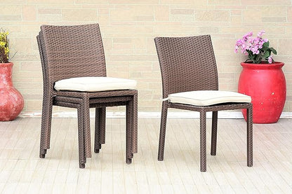 Amazonia Jefferson 9-Piece Patio Extendable Dining Table Set | Brown Wicker Chairs with Cushion | Ideal for Outdoors and Indoors