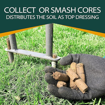 Walensee Lawn Coring Aerator, Manual Grass Dethatching Turf Plug, Core Aeration Tool Heavy Duty Aerator for Compacted Soils and Lawns to Prevent Lawn Run-Off and Soil Compaction