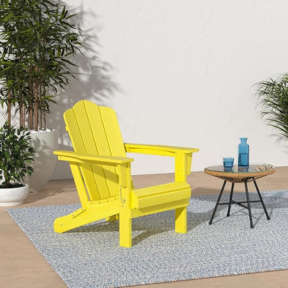 KINGYES Folding Adirondack Chair Set of 2, HDPE All-Weather Folding Adirondack Chair, Yellow
