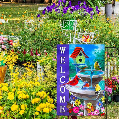 2 pieces spring summer bird garden flag welcome flag, vertical double-sided small yard flag 12 x 18 inches for outdoor family seasonal farmhouse yard lawn outdoor decoration