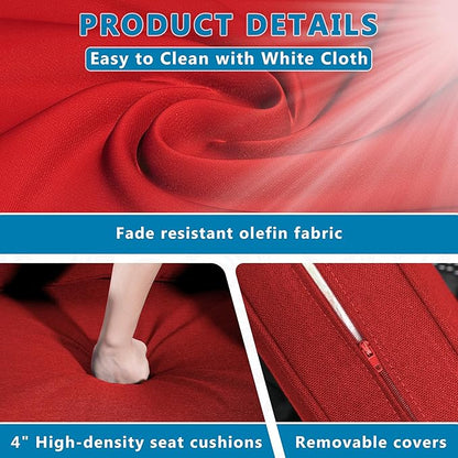 Vista Vibe Outdoor Patio Deep Seat Luxurious Chair - 360 Degree Swivel Glider Rocker Chair with Washable Cushions, Hand-Woven & All-Weather PE Rattan, Balcony, Yard (Brown/Red)