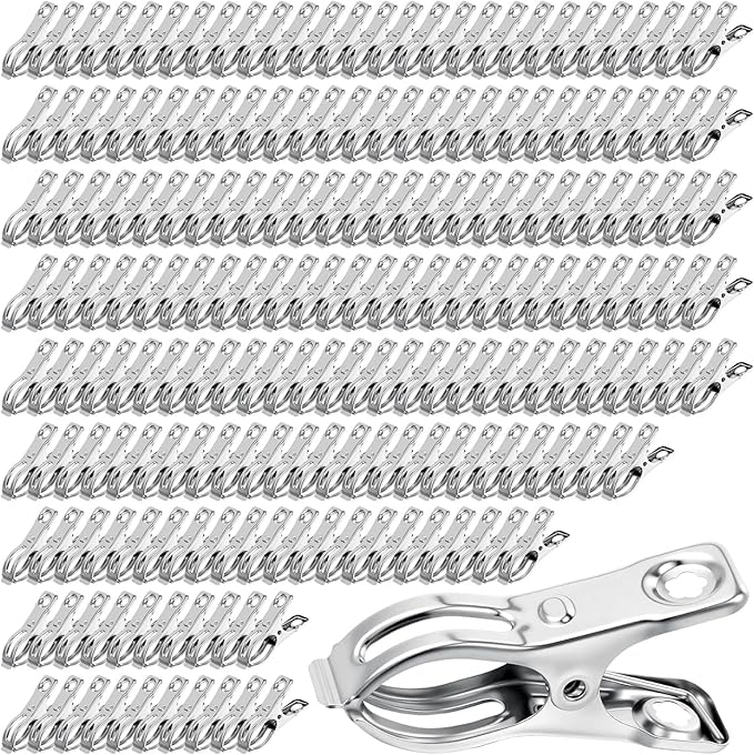 Upgraded 200 PCS Garden Clips, Greenhouse Clamps 100% Stainless Steel Heavy Duty Greenhuose Clips for Netting - Strong Grip to Hold Down Shade Cloth or Plant Cover on Garden Greenhouse Hoops