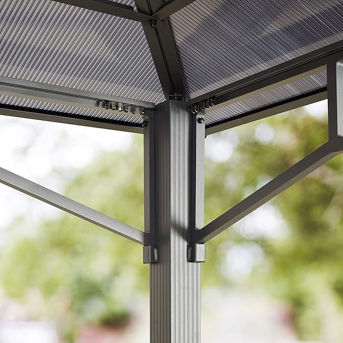 TOOLPORT Hardtop Gazebo 10x13 ft with Aluminum Frame and Approx. 8 mm Polycarbonate Roof