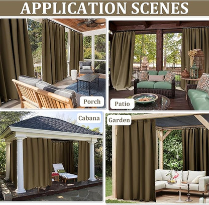 Gazebo Universal Replacement Privacy Curtain,12'×12' Gazebo Outdoor Waterproof Curtains, 4-Panels Sidewall Curtains with Double Zipper for Patio Canopy, Garden and Backyard (Curtain Only)