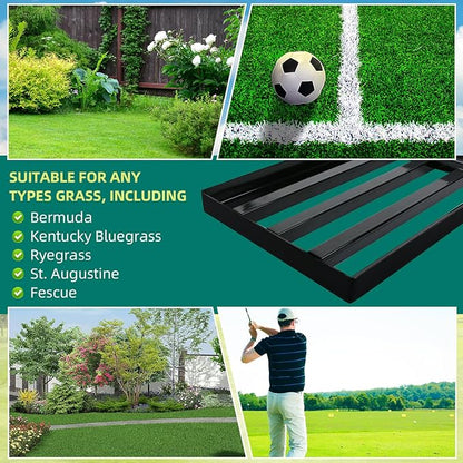 Lawn Leveling Rake 30 x 10 Inch Stainless Steel Heavy Duty Ground Leveler, Flipping-Resistant Smooth Edge, Adjustable Handle 28–60 Inches for Backyard Landscape, Garden, Golf Course, Farm, Pasture.