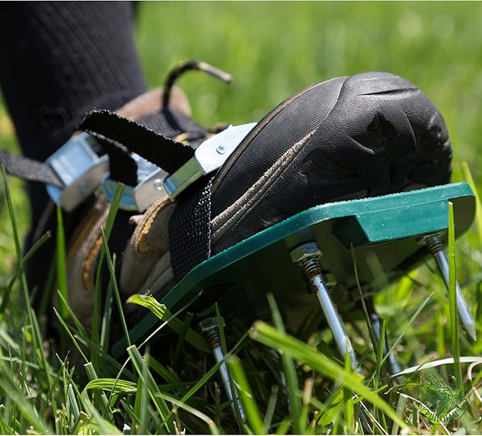 Lawn Aerator Shoes w/Metal Buckles and 3 Straps - Heavy Duty Spiked Sandals for Aerating Your Lawn or Yard