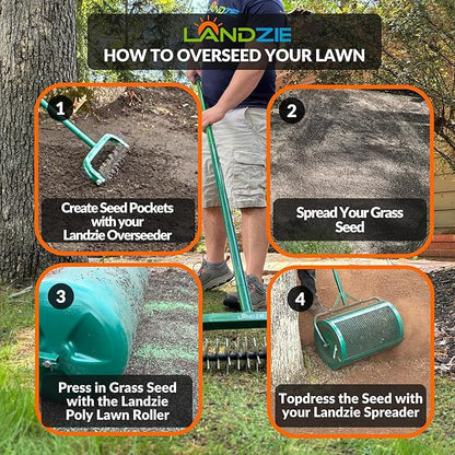 LANDZIE 24 Inch Poly Lawn Roller - 15.8 Gallon Lawn Roller Water Filled Sod Roller and Yard Roller for Pressing in Grass Seed to Improve Germination - Lawn Flattener for Rolls of Sod Lawn Striping Kit