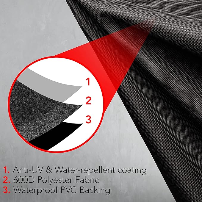 Heavy Duty BBQ Grill Cover for Outdoor Grill, 52 Inch – Waterproof, Weather Resistant, UV & Fade Resistant with Adjustable Straps – Gas Grill Cover for Weber, Genesis, Charbroil, etc. Black