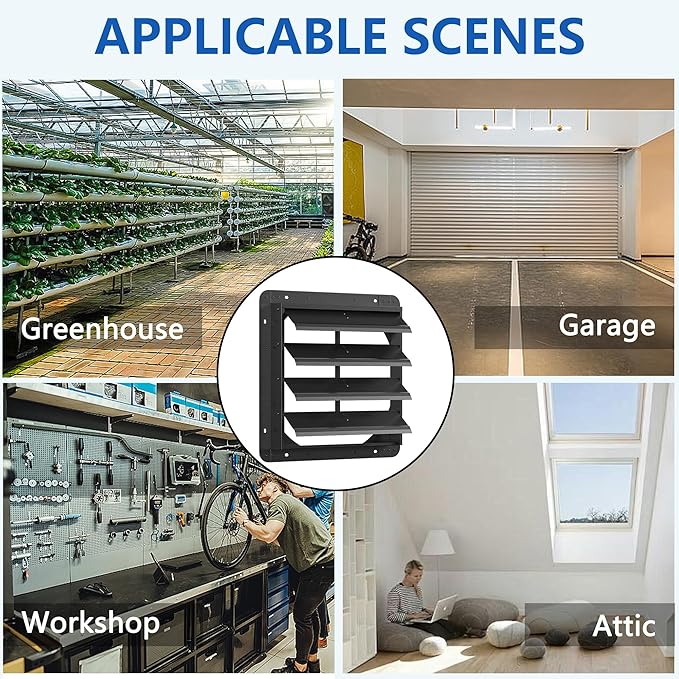 16 Inch Aluminum Automatic Shutter Louver Vent (No Fan Blades and Motor) for Home Attics, Workshops, Barn, Greenhouse
