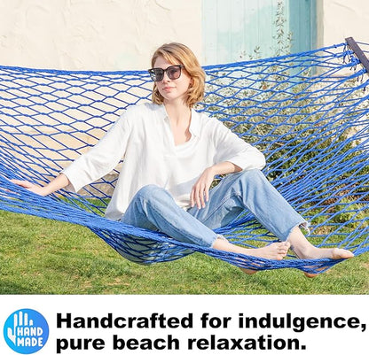 14ft Cotton Rope Hammocks for 2 Person (Blue, Queen)
