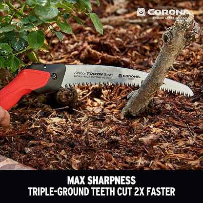 Corona Tools 10-Inch RazorTOOTH Folding Pruning Designed for Single Use | Curved Blade Hand Saw | Cuts Branches Up to 6" in Diameter | RS16150, Red