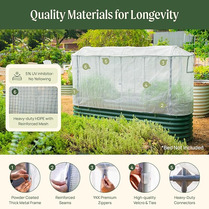 Vego garden Frost Greenhouse Cover System for 4.0' x 8.0' (10 in 1) Garden Bed