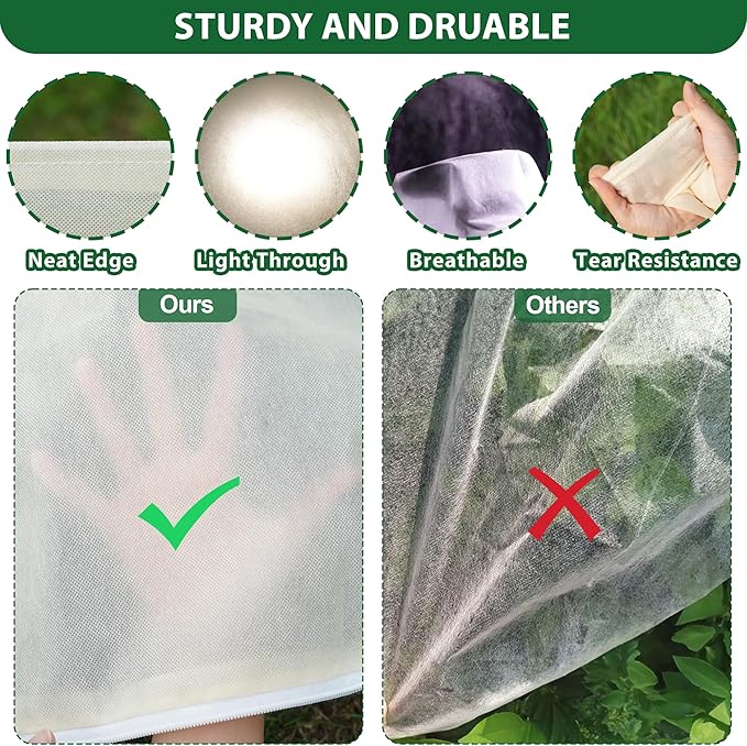 6 Packs Plant Covers Freeze Protection Jacket, 31.5" x 47.2", 2.2 oz Thick Frost Blankets for Outdoor Garden Plant Tree in Winter Cold Weather, Heavy Duty Reusable Frost Cloth Bags with Drawstring