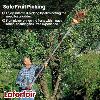 Fruit Picker Pole with Basket Segmented Fruit Picker Pole Tool for Apple Avocado Cherry Lemon Mango Orange Peach Picking(40-160") 5.5FT