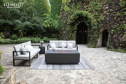 Elementi Andes Gas Fire Pit Cast Concrete Fire Table, Outdoor Fire Pit Electronic Ignition | Canvas Cover, Lava Rock Included | Free AMS Wind Guard & Table-top Firepit | Dark Gray (Propane Gas)