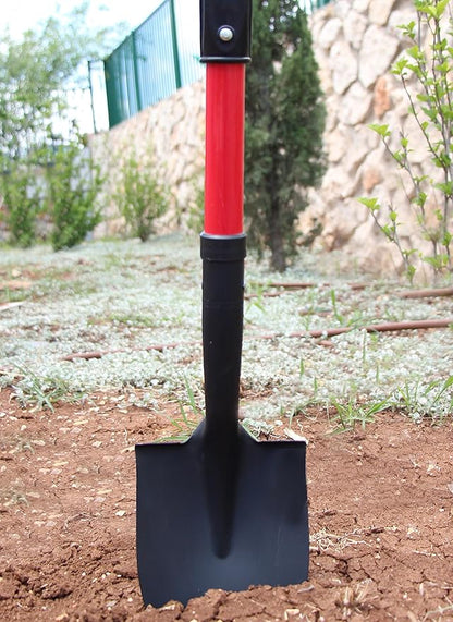 TABOR TOOLS Shovel with Round Point Blade and Comfortable D Grip 20 Inch Fiberglass Handle, Mini Trunk Digging Spade. J211A. (D Handle, Short Shovel)