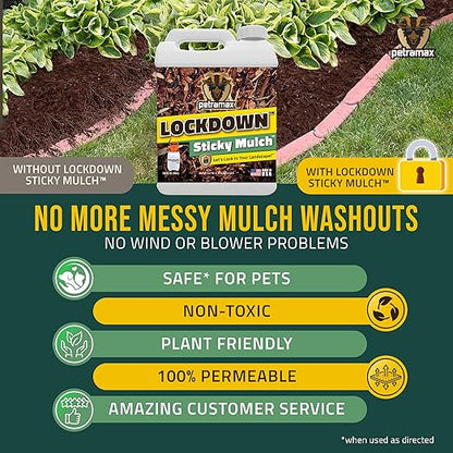Lockscape Sticky Rock or Sticky Mulch Glue for Landscaping with Sprayer 1 Gallon, Max Rock Glue for Landscape & PetraTools HD101 Bundle, Lockdown Gravel or Mulch for Landscaping Hold (Mulches)