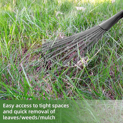 2 Pcs Gardening Hand Rake, 14.5" Alloy Steel Short Handle Shrub Rake for Soil Loosening, Planting and Spreading Mulch, Raking Flower Beds