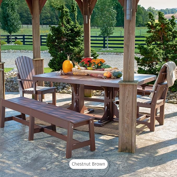 LuxCraft Poly 4' x 6' Rectangular Dining Table, 36.25" Height, Outdoor Patio Table, Made with Recycled Plastics, Made in USA (Weatherwood & Black)