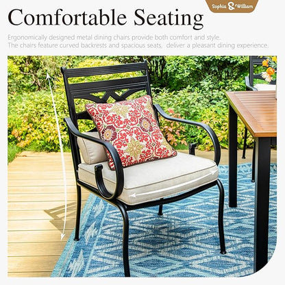 Sophia and William Outdoor Patio Dining Set for 4, Outdoor Table and Chairs, Removable Seat Cushions, Black 37" Patio Dining Table