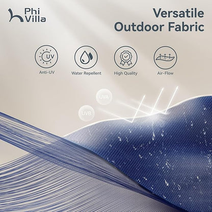 PHI VILLA 13ft Large Patio Umbrellas, Double-Sided Outdoor Market Rectangle Umbrella for Outside, Haze Blue