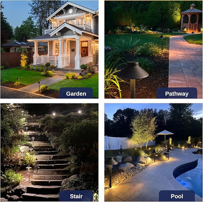 Gardenreet Low Voltage Landscape Lighting Brass - 12v Pathway Lights Waterproof, Hardwired Path Light Outdoor, Antique Bronze for Exterior Patio Garden with 3W 2700K Warm White G4 Bulb (4 Pack)