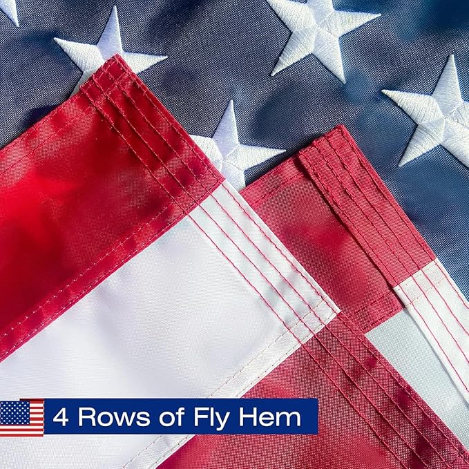 Pole Sleeve Flag 3x5,Us Flag Pole Sleeve,New 420D Polyester,Heavy Duty Durable TearProof,Embroidered Stars,Sewn Stripes,UV Protection,Water Resistant,Sleeved American Flag (Pole NOT Included)