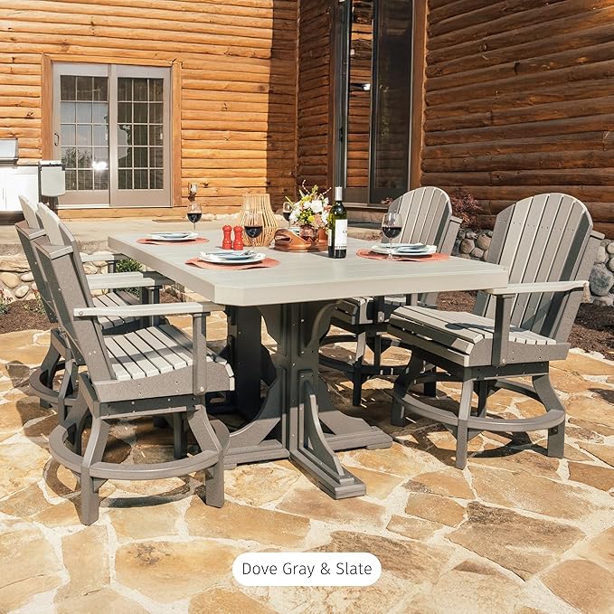 LuxCraft Poly 4' x 6' Rectangular Dining Table, 36.25" Height, Outdoor Patio Table, Made with Recycled Plastics, Made in USA (Weatherwood & Black)