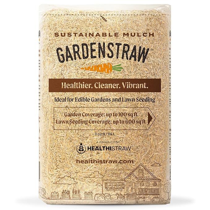 HealthiStraw GardenStraw, 3 cu ft (20 lbs) – All-Natural Mulch for Gardens, Vegetables Lawn Seeding – Water-Conserving Wheat Straw – Sustainably Sourced, Thoroughly Cleaned