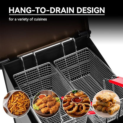 Creole Feast DF02B Outdoor Propane Deep Fryer with Baskets and Lid, 17 Qt. Oil Capacity & Real-Time Temperature Control, 54,000 BTUs Output for Frying Fish, Chicken Wings and French Fries, Black