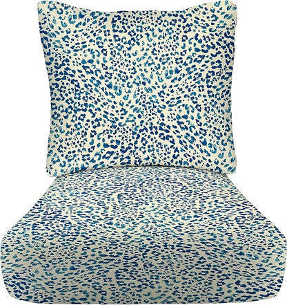 RSH DECOR: Deep Seating Cushion with Pillow Back | 23” x 26” Seat | All-Weather Spun Fabric | Water and Fade-Resistant | Outdoor Chair Cushion Set for Patio Furniture | Sunny Spot Blue