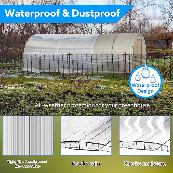 Polycarbonate Greenhouse Panel Connectors – 10 Packs, 4FT H Connectors Fits 6 or 8 MM Panels, UV-Resistant Greenhouse Joining Strips for DIY Garden Greenhouses and Cold Frames
