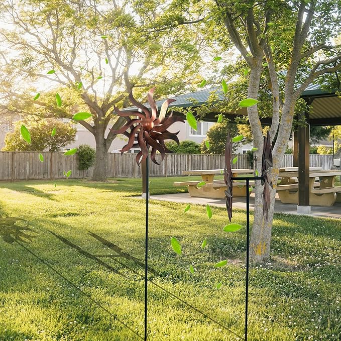 360 Degree Metal Wind Spinner - Classical Willow Leaves Design for Patio, Lawn & Garden Decor