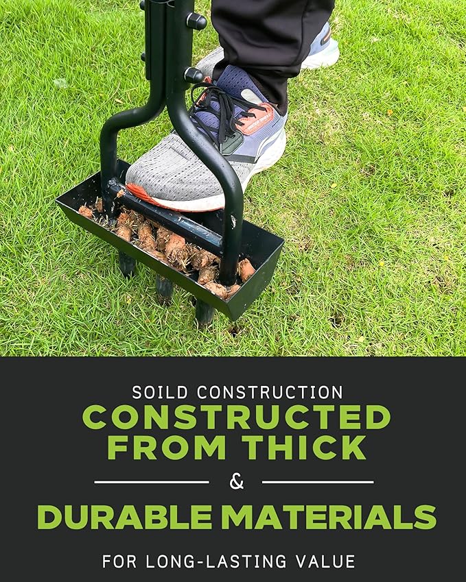 Lawn Aerator Coring Tool with Soil Core Tray, Manual Garden Plug Aerator for Grass Aeration, Yard Aerator & A Cleaning Tool for Compacted Soil, Lawn Care, 38”,Patented, Black Handle