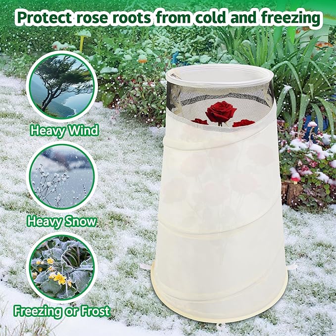3 Pcs Pop Up Rose Cones for Winter Protection, 20" x 13" x 9" Winter Rose Collars Protective Cover, Freeze Protection Roses Bush Cover for Protecting Against Frost Wind and Animals Eating
