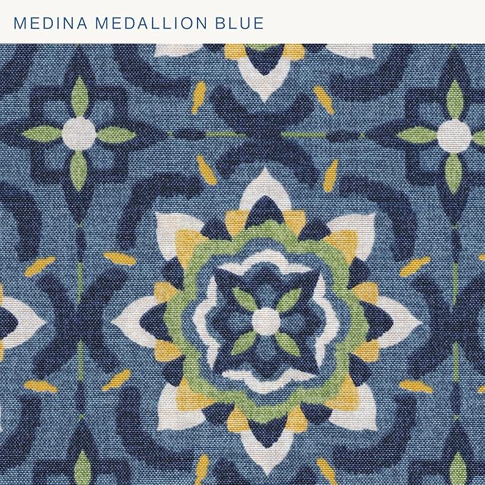 Honeycomb Outdoor Lumbar Toss Pillow Set, 22" W x 12" L, Medina Medallion Blue Lumbar Outdoor Pillows