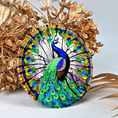 Colorful Ceramic Peacock Christmas Ornament, Peacock Ornaments for Christmas Tree, Holiday Decorations, Christmas Decor, Peacock Lovers, Peacock Gifts, Christmas Ornament Gift Ideas
