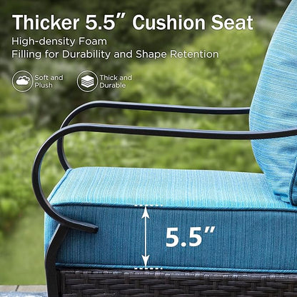 Rocking Patio Sofa Chairs - 2 PCS Outdoor Rocking Armchairs, Patio Seating with High Back Deep Seat for Porch Deck Balcony