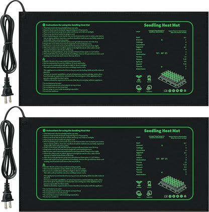 Seedling Heat Mat for Seed Starting,10" x 20.75" Waterproof Heating Pad for Indoor Plants Germination (Black 2 Pack)