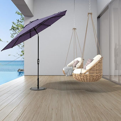 Midtown Umbrellas The Swilt 8 Feet Patio Umbrella in Terylast Purple Texture Polyester Fabric - Fiberglass Ribs, Auto-Tilt Aluminum Frame For Backyard, Deck, Garden, Pool - White Pole