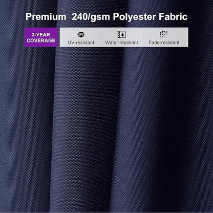 PURPLE LEAF 10' × 13' Patio Cantilever Umbrella with Base Outdoor Rectangle Adjustable Offset Umbrellas with 360-degree Rotation and 8 Heavy Duty Metal Ribs for Garden Deck Pool Navy Blue