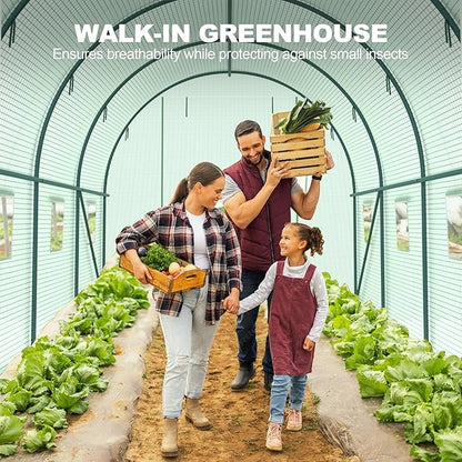 10x7x7 FT Walk-in Greenhouse for Outdoors for Winter Plant Protection,6-Ventilated Screen Window Portable Greenhouse W/ 2-Zipper Door,PE Cover & Heavy Duty Frame