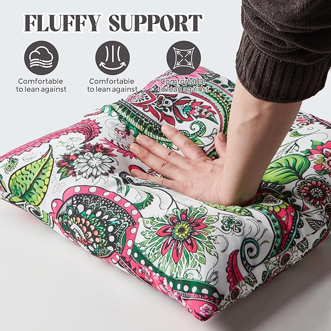 WOLKI Waterproof Outdoor Pillows 26x26 Feather and Down Filled Throw Pillow for Patio Furniture, Outside Decorative Pillow Set of 2 Flower