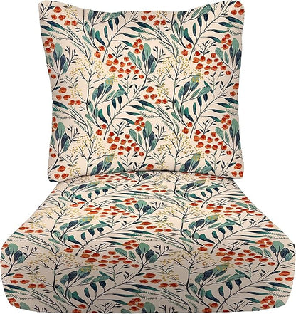 RSH DECOR Deep Seating Cushion with Pillow Back | 22” x 25” Seat | Water and Fade-Resistant Spun Fabric | Outdoor Chair Cushion Set for Patio Furniture | Gould Multi
