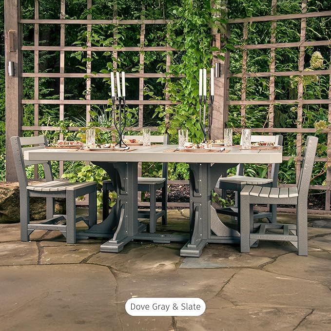 LuxCraft Poly 4' x 6' Rectangular Dining Table, 36.25" Height, Outdoor Patio Table, Made with Recycled Plastics, Made in USA (Weatherwood)
