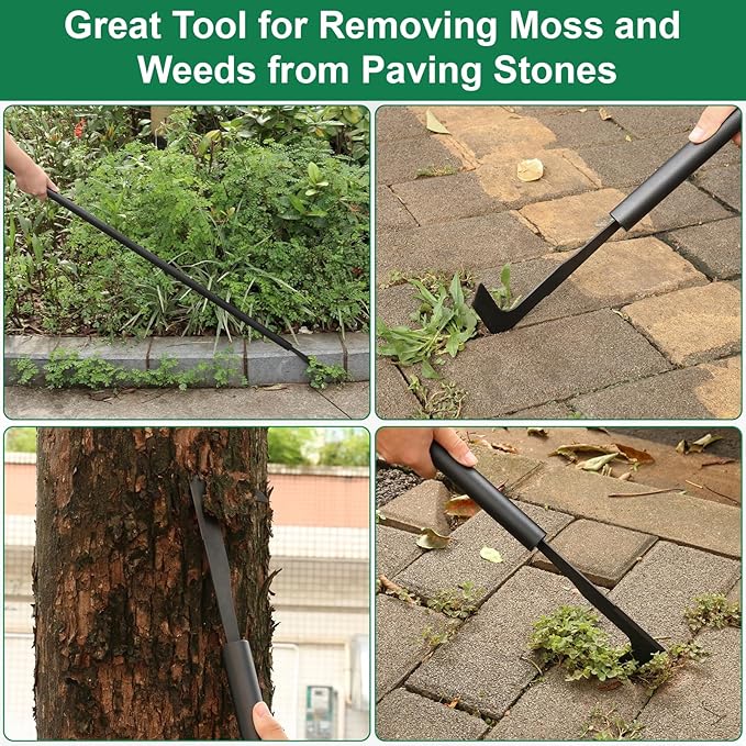 49.2” Long Handle Crack Weeder, 3 Adjustable Length Crevice Weeding Tool Manual Weeder Puller for Sidewalk, Paver, Wall Gaps, Lawn Yard Gardening Tool (Black)