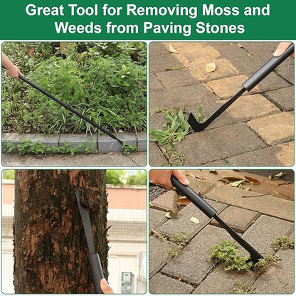 49.2” Long Handle Crack Weeder, 3 Adjustable Length Crevice Weeding Tool Manual Weeder Puller for Sidewalk, Paver, Wall Gaps, Lawn Yard Gardening Tool (Black)