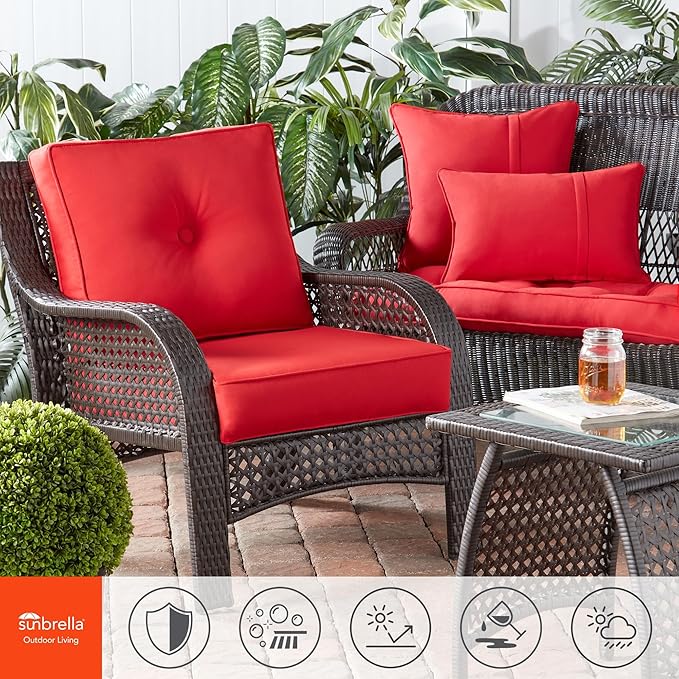 Greendale Home Fashions Sunbrella 21" x 14" Rectangle Outdoor Throw Pillow with Removable Cover (Set of 2), Canvas Jockey Red 2 Count