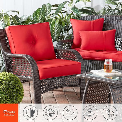 Greendale Home Fashions Sunbrella 21" x 14" Rectangle Outdoor Throw Pillow with Removable Cover (Set of 2), Canvas Jockey Red 2 Count